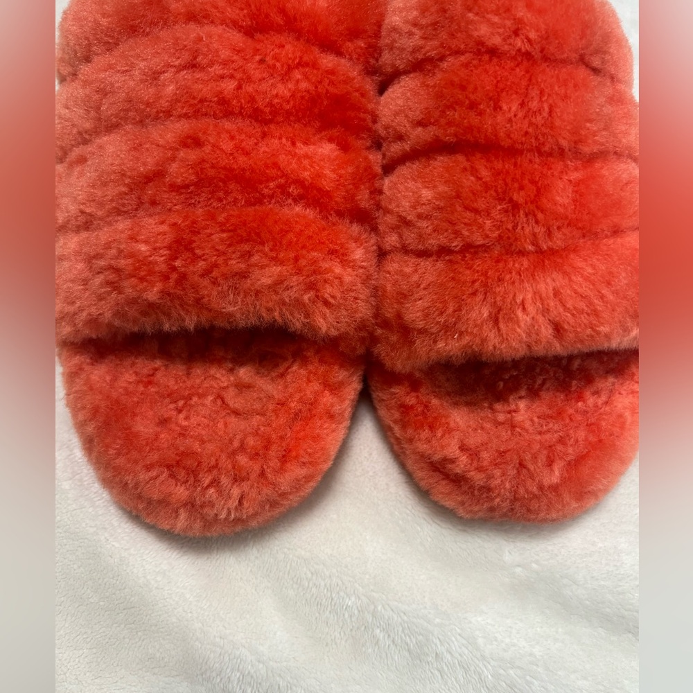 UGG Fluff Yeah Slides Hazard Orange Size 6 Women EUC - Picture 4 of 11